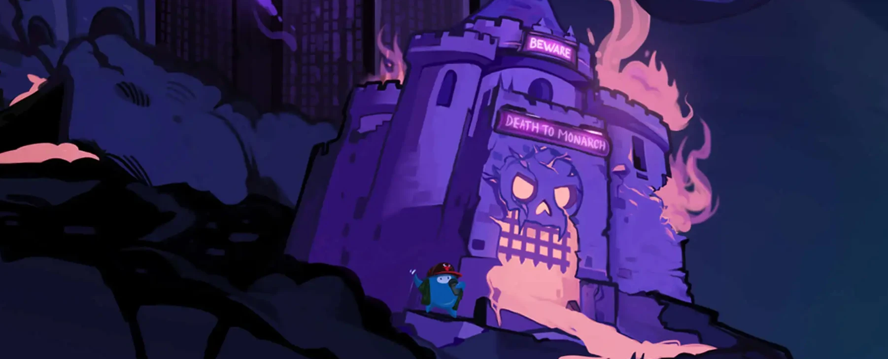Duel review themed artwork with castle scene